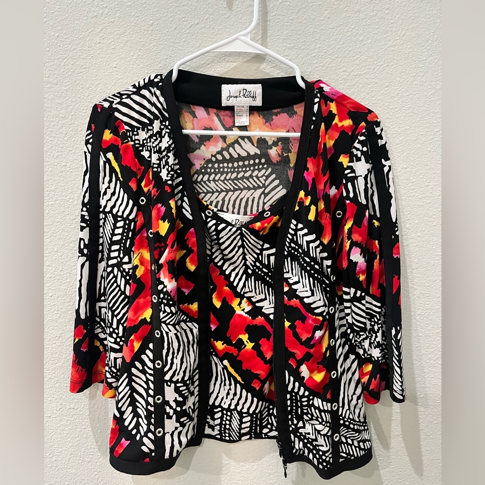 Joseph Ribkoff Floral Print Black Multi-Color Top